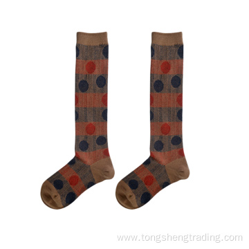 Knee high wave point joyful happy lady's socks